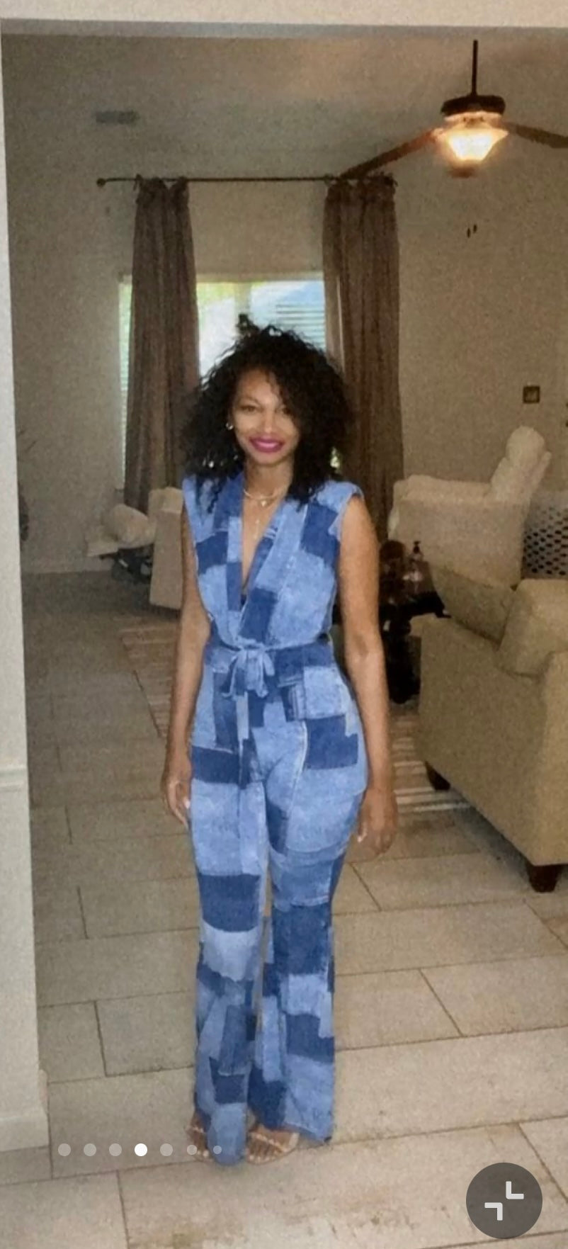 Denim Print Jumpsuit