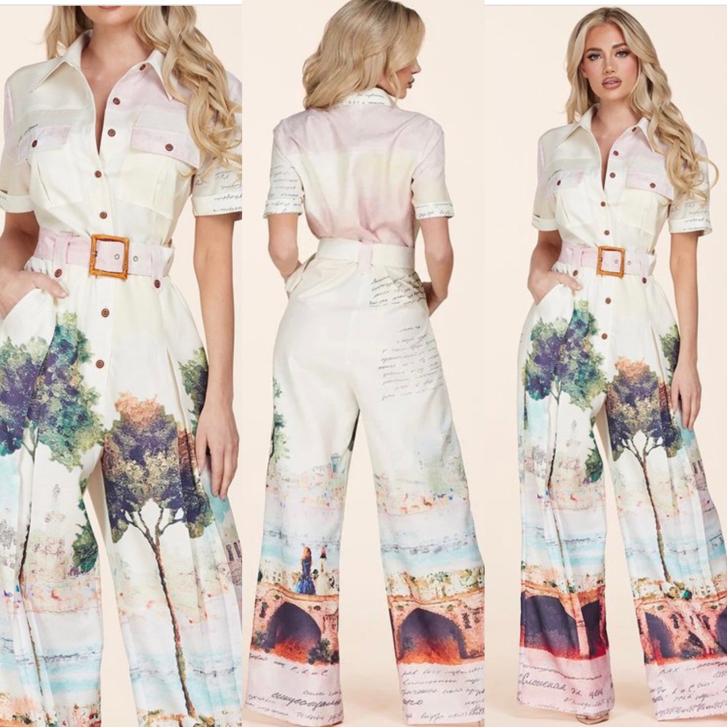 Print Jumpsuit with belt