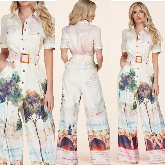 Print Jumpsuit with belt