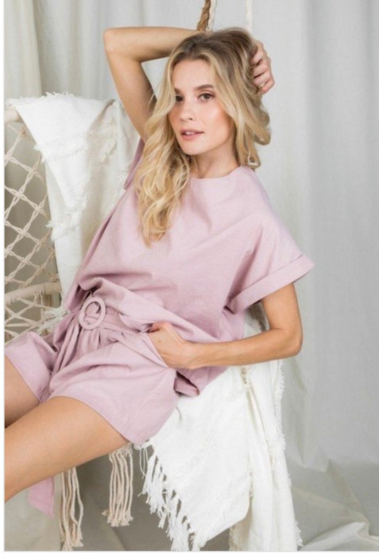 Mauve Oversized- Short Set