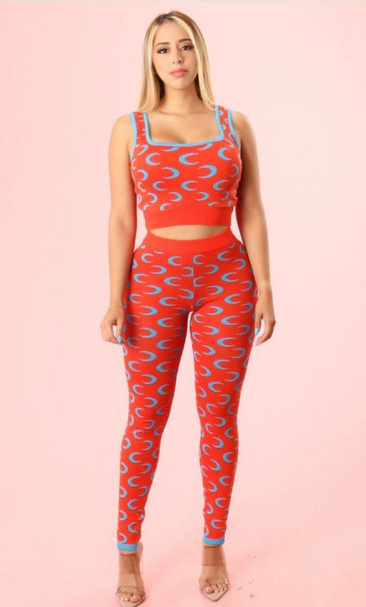 Red and Turquoise Knit Set