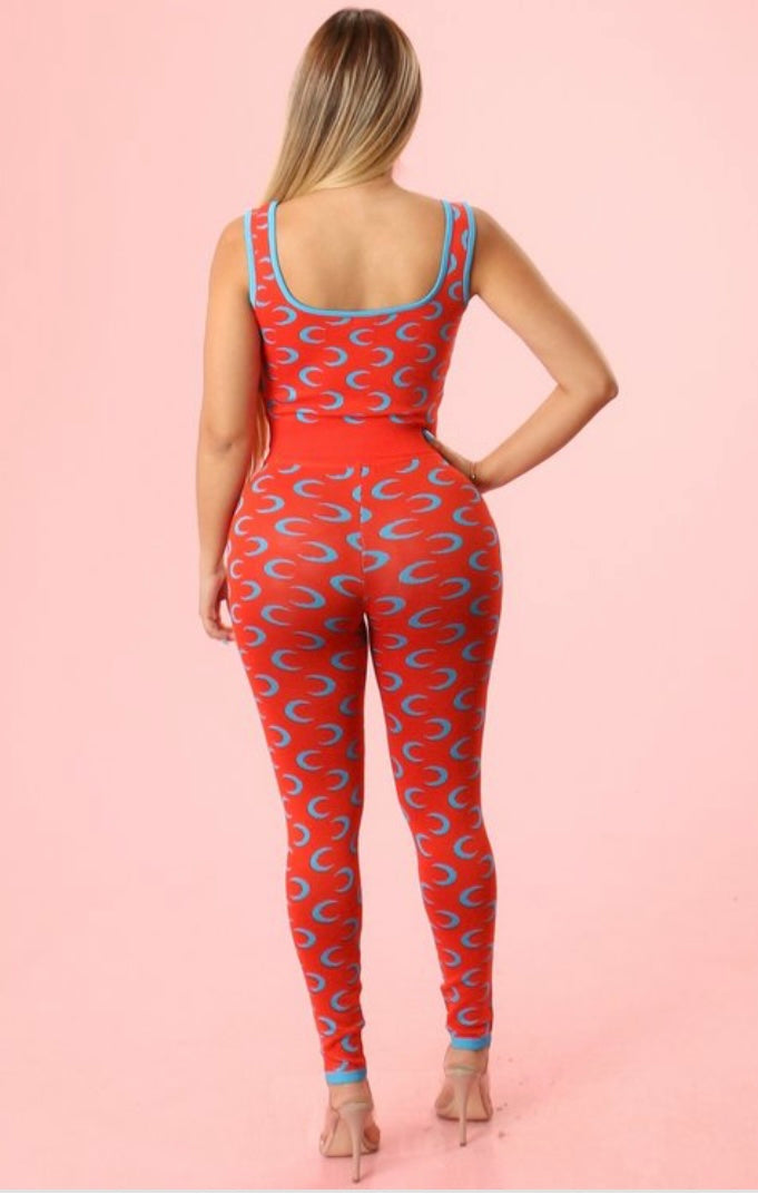 Red and Turquoise Knit Set