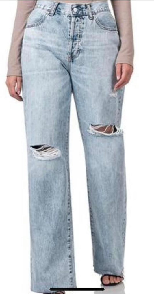 Denim Stonewashed Distressed Jeans