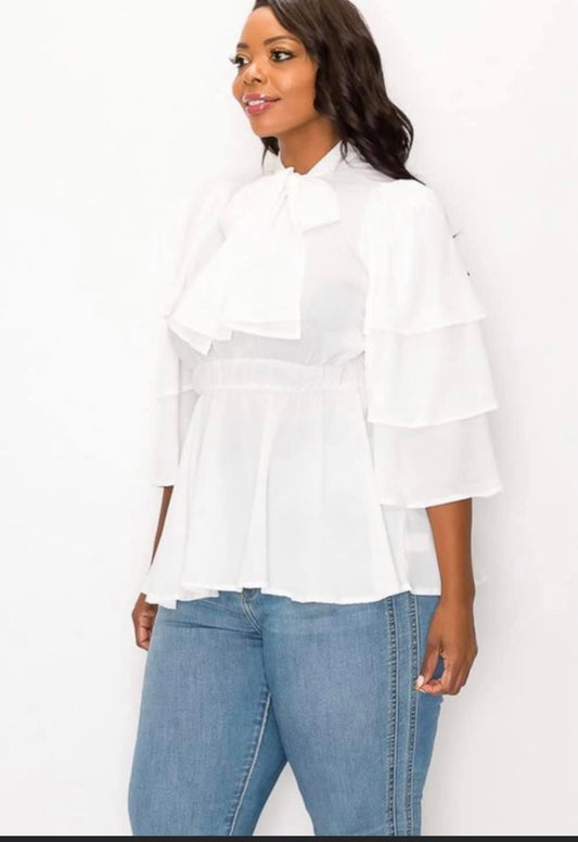 Ruffles Top with peplum Tie