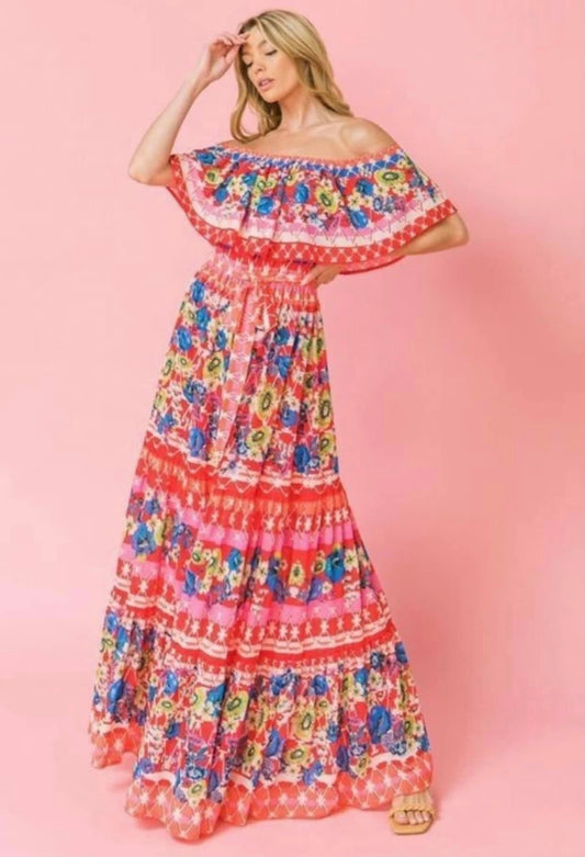 Blossoms Off-Shoulder Maxi