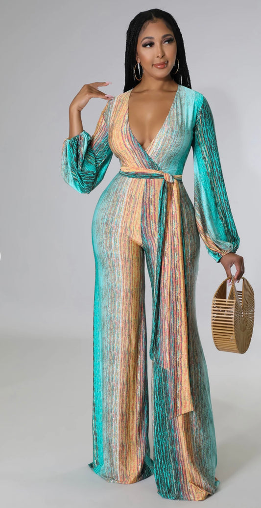 Turquoise/Gold Rush Jumpsuit