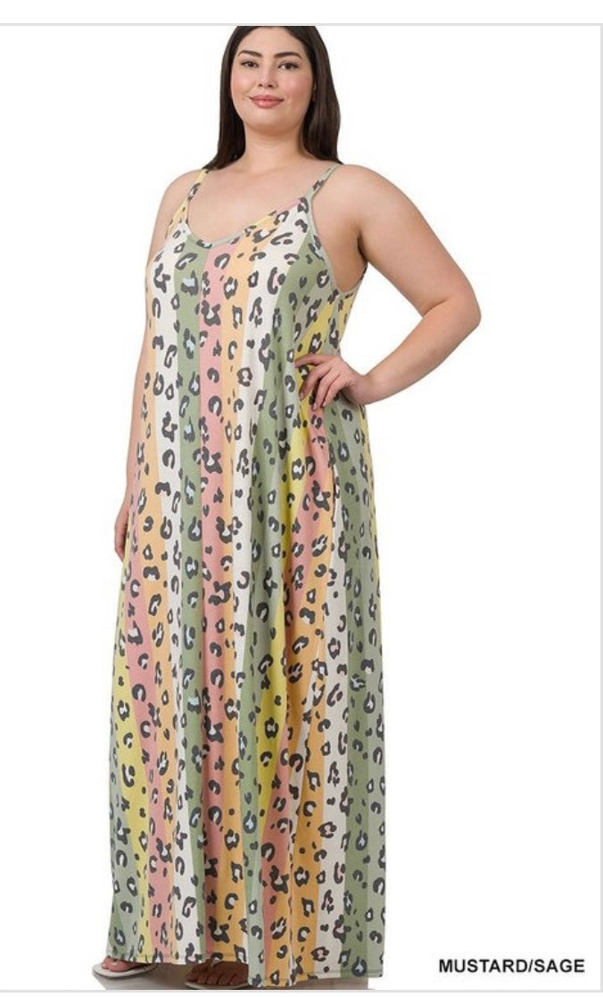 Animal Print Spaghetti Strap Maxi