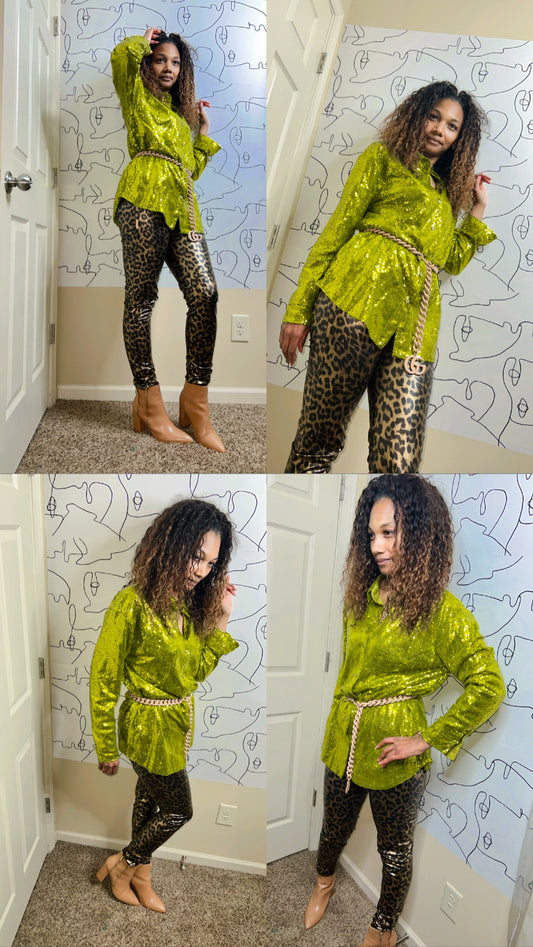 Faux Leather Leopard pants